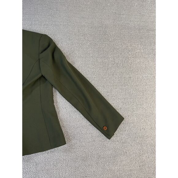 Halston Suit Set Skirt Jacket Career Academia Green Size 4 Petite - Picture 7 of 16